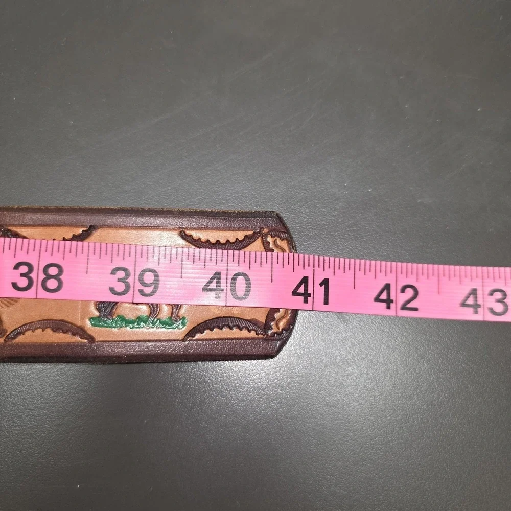 Tooled Leather Horse Rebel Belt Mens 40 Brown Western Cowboy Rodeo Equestrian